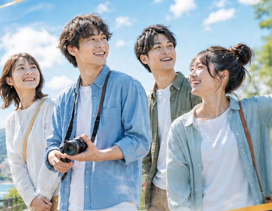 浜松観光を楽しむ4人